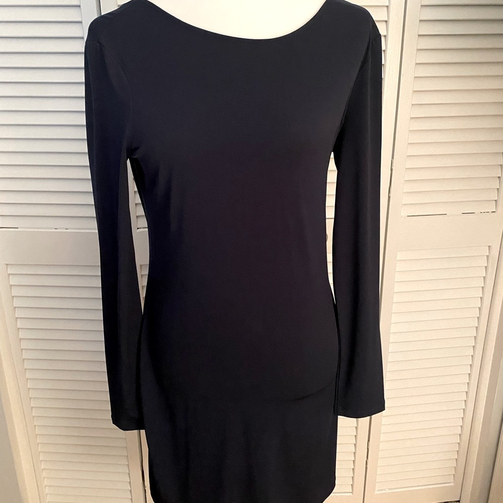 NWT BCBG Long Sleeve Mini Dress with Draped Back.